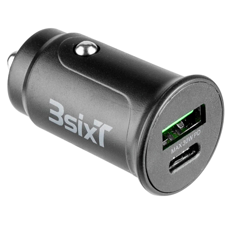 3S-2090 - 3sixT Car Charger 30W USB-C + USB-A - Black