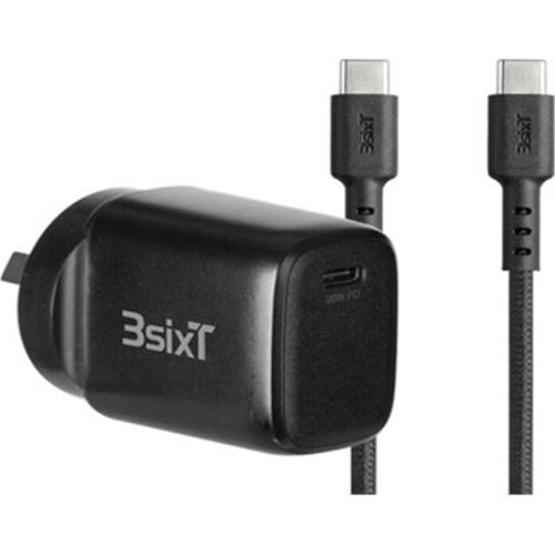 3sixT Wall Charger ANZ 20W USB-C PD + USB-C to USB-C - Black