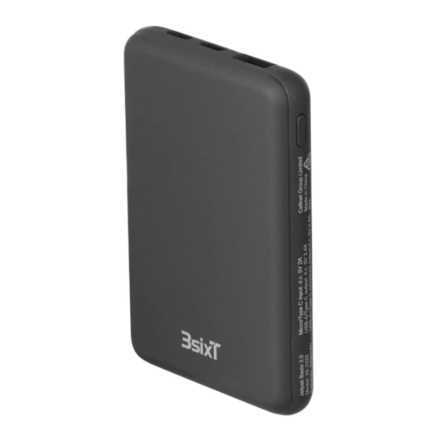 3S-2325 - 3sixT JetPak Basix 2.0 - 5000 mAh Power Bank - Black