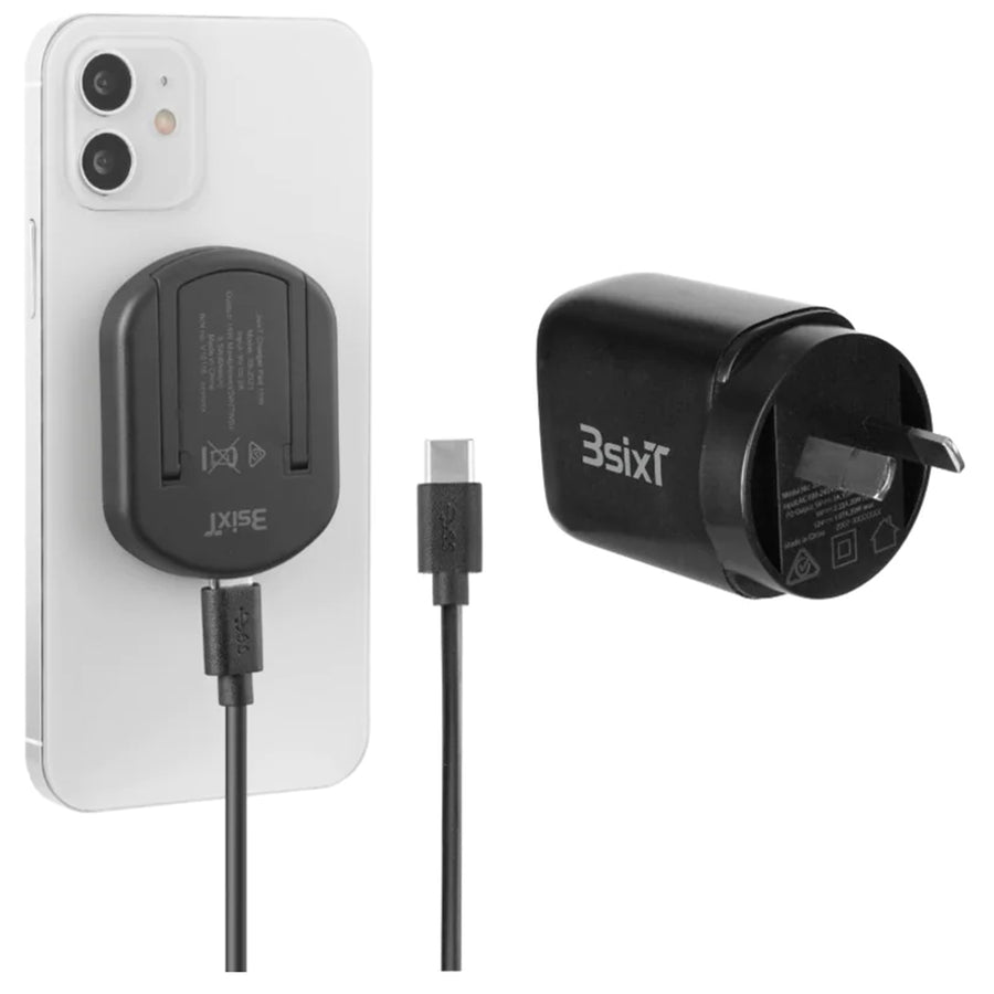 3S-2459 - 3sixT All In 1 MagSafe Charger + 20W Wall Charger - Black