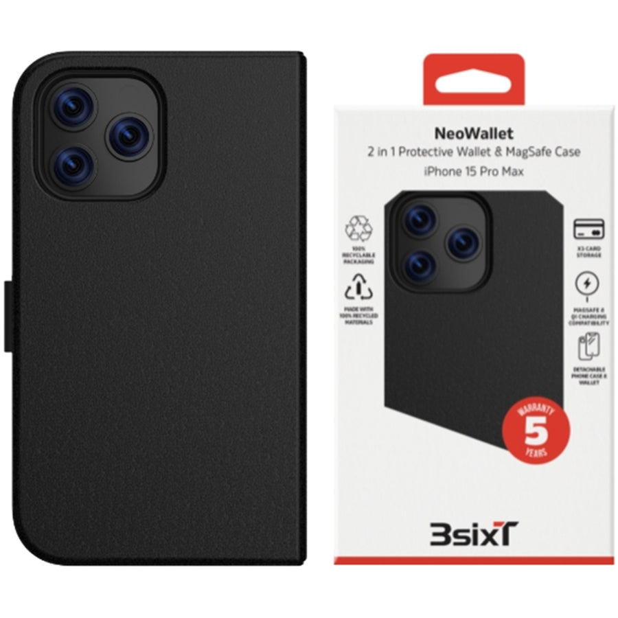 3S-2541 - 3sixT Neo Wallet - iPhone 15 Pro Max - (MS)(RC) Black