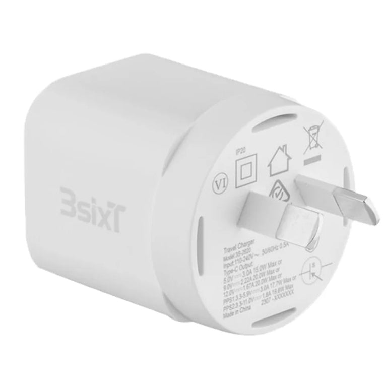 3S-2620 - 3sixT Wall Charger GaN 20W USB-C PD - W