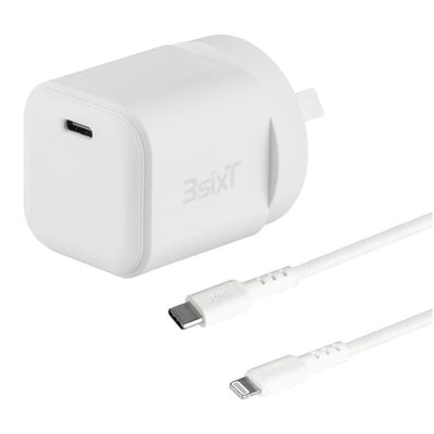 3sixT Wall Charger GaN 20W USB-C PD + USB-C to Lightning - W