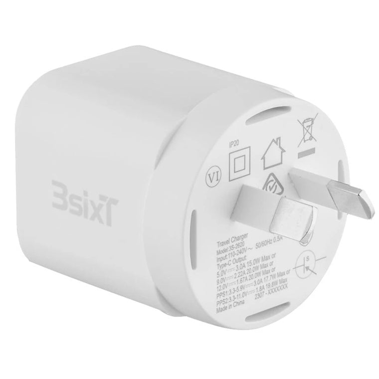 3sixT Wall Charger GaN 20W USB-C PD + USB-C to Lightning - W
