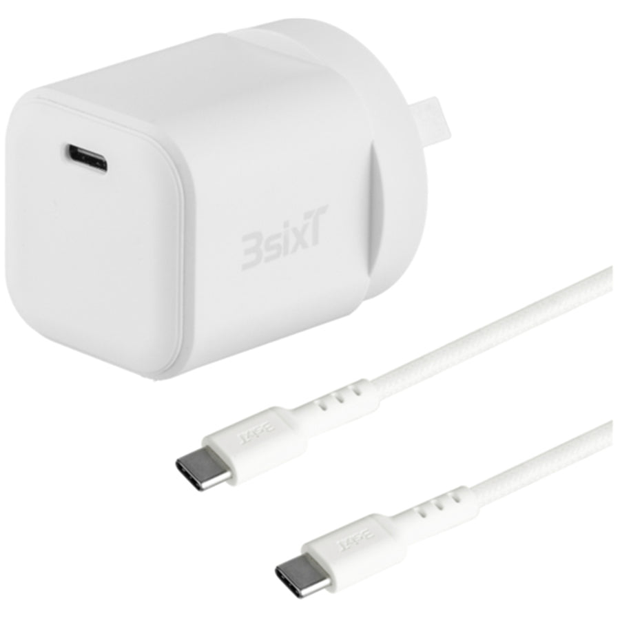 3S-2623 - 3sixT Wall Charger GaN 20W USB-C PD + USB-C to USB-C - W