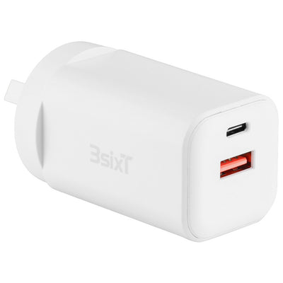 3S-2624 - 3sixT Wall Charger GaN 45W USB-C PD + 2.4A - W