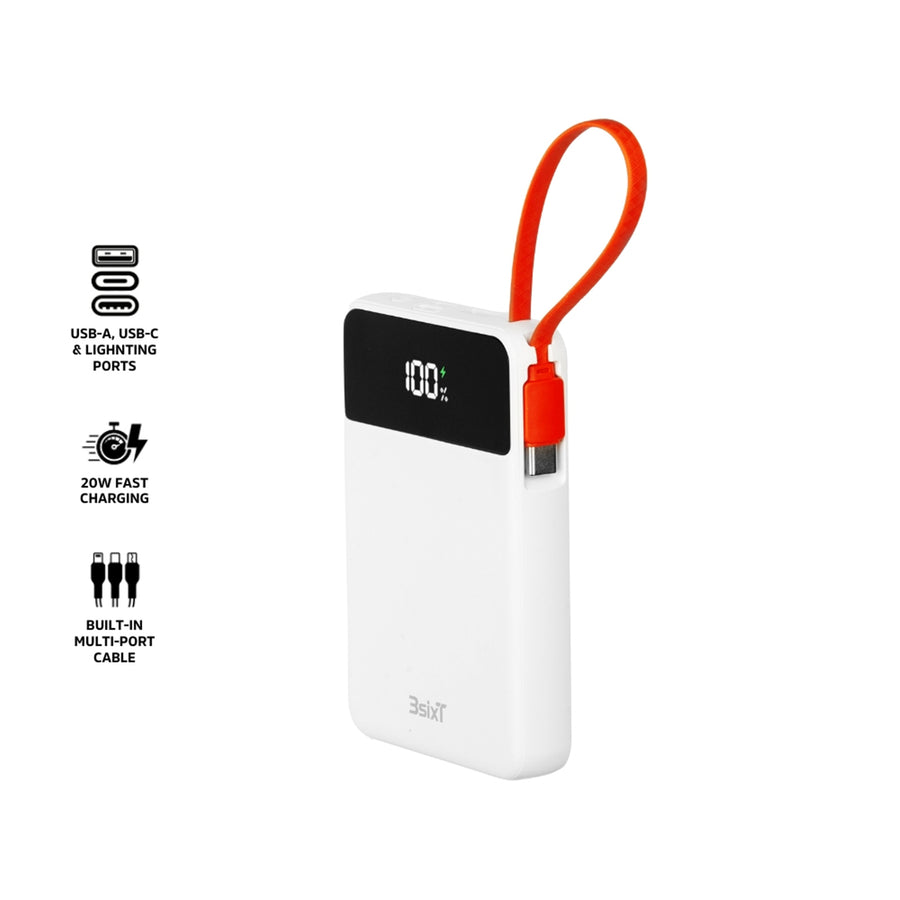 3S-2639 - 3sixT JetPak 2 in 1 10000mAh Power Bank - White/Orange