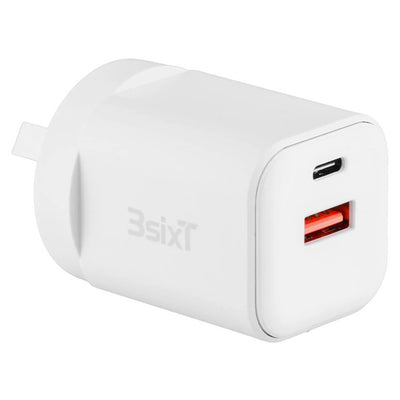 3S-2743 - 3sixT Wall Charger GaN 35W USB-C PD + QC27W USB-A(Max 15W)-W