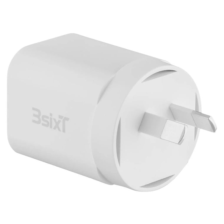 3S-2743 - 3sixT Wall Charger GaN 35W USB-C PD + QC27W USB-A(Max 15W)-W