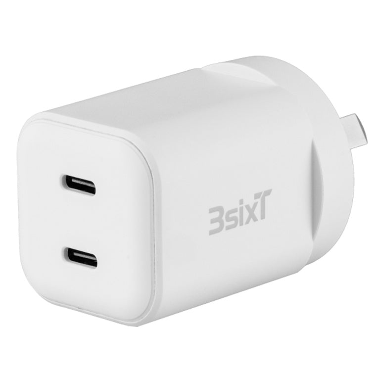 3S-2826 - 3sixT Wall Charger GaN 35W USB-C PD x2 - White