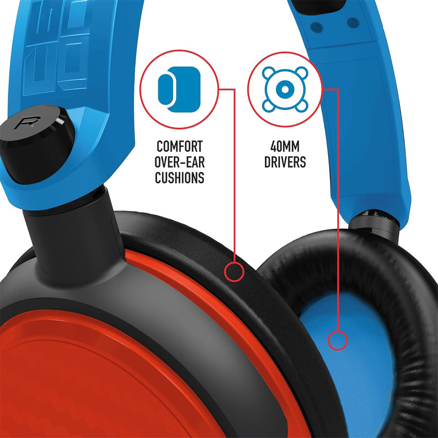 4GAMERS C6-100BLU-RED-4G C6-100 Wired Gaming Headset for Switch, XBOX, PS4/PS5, PC, Neon Blue/Red