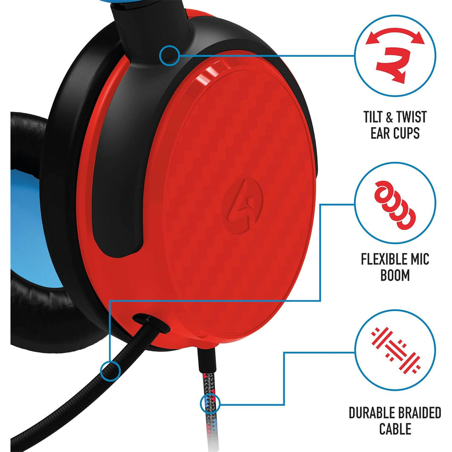 4GAMERS C6-100BLU-RED-4G C6-100 Wired Gaming Headset for Switch, XBOX, PS4/PS5, PC, Neon Blue/Red