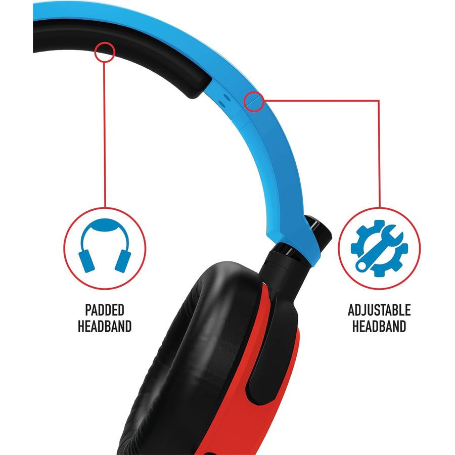 4GAMERS C6-100BLU-RED-4G C6-100 Wired Gaming Headset for Switch, XBOX, PS4/PS5, PC, Neon Blue/Red