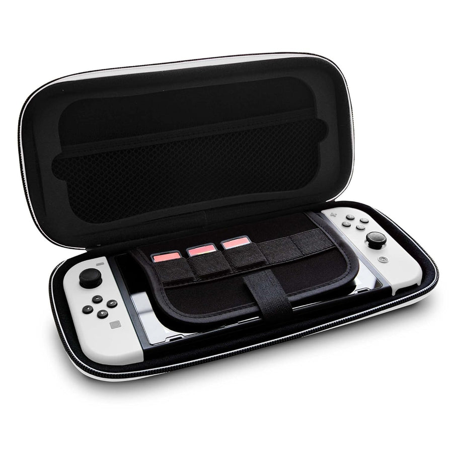 4GAMERS SWL-01BLK-WHT-4G Premium Travel Case- Black For Nintendo Switch, Switch Lite and Switch OLED