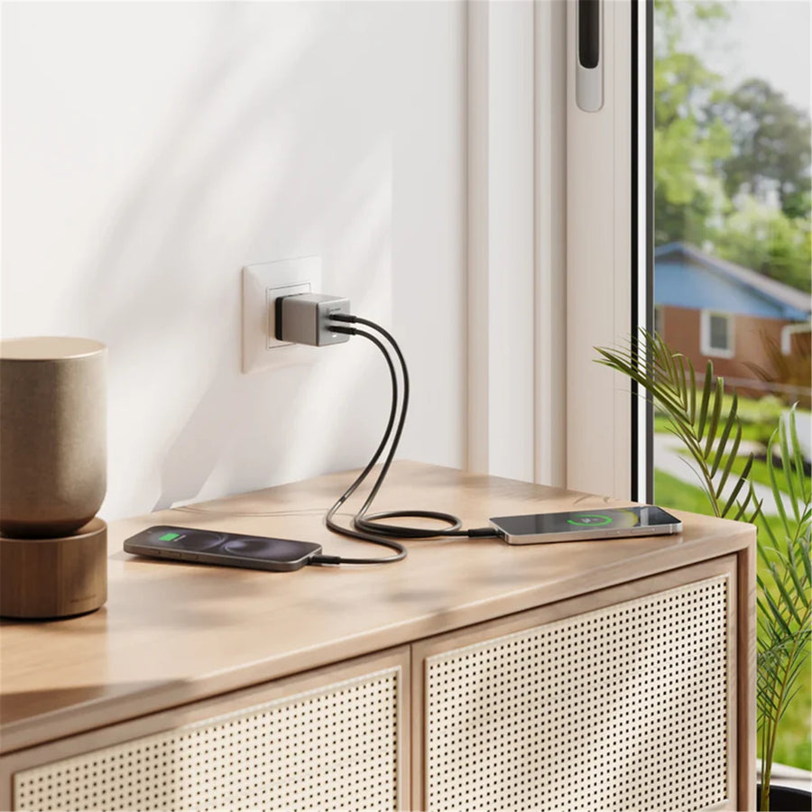 Alogic WCG2X70SGR-ANZ 2X70 Rapid Power 70W GaN Charger - 2xUSB-C can charge a variety of mid-power USB-C devices, including MacBook Airs, iPads Nintendo Switch or even notebook/laptops