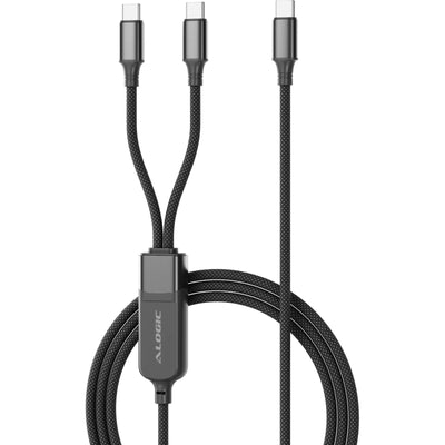 Alogic AS2CC-BK Split 2-in-1 USB-C to C Charge Cable - 100W - 1.2m - Black