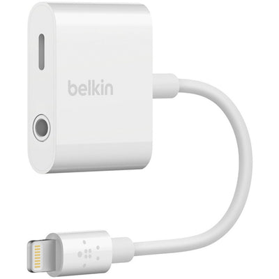 Belkin Lightning to 3.5 mm Audio + Charge RockStar Adapter MFi Certified, Enables 3.5 mm Aux Headphones and Lightning Charger Input at the Same Time! Made for iPhones