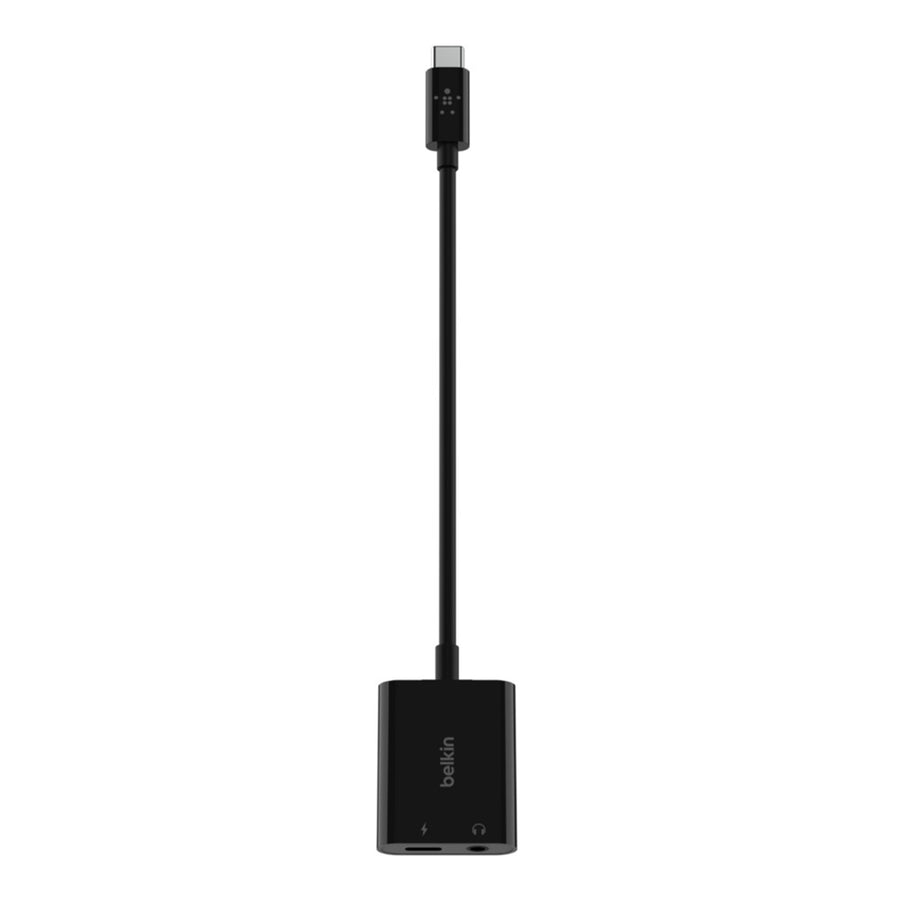 Belkin USB-C to 3.5 mm Audio + USB-C Charge RockStar Adapter - Charge and Listen at the Same Time! Black