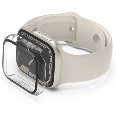 Belkin ScreenForce Apple Watch Series 7/8 44/45mm Displayschutzfolie aus gehärtetem Glas mit gebogenem Rand und transparentem Bumper-Case – Transparent
