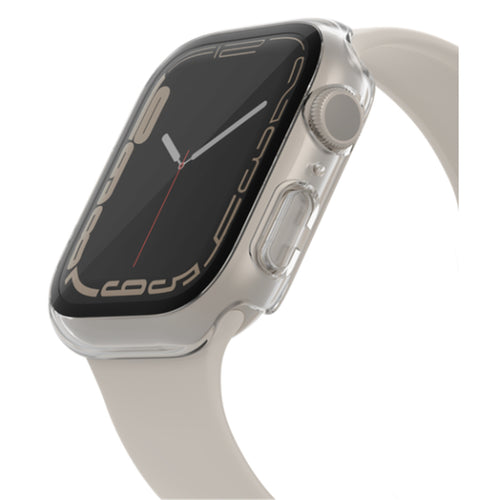 Belkin ScreenForce Apple Watch Series 7/8 44/45mm TemperedCurved Screen Protector with Clear Bumper Case - Clear