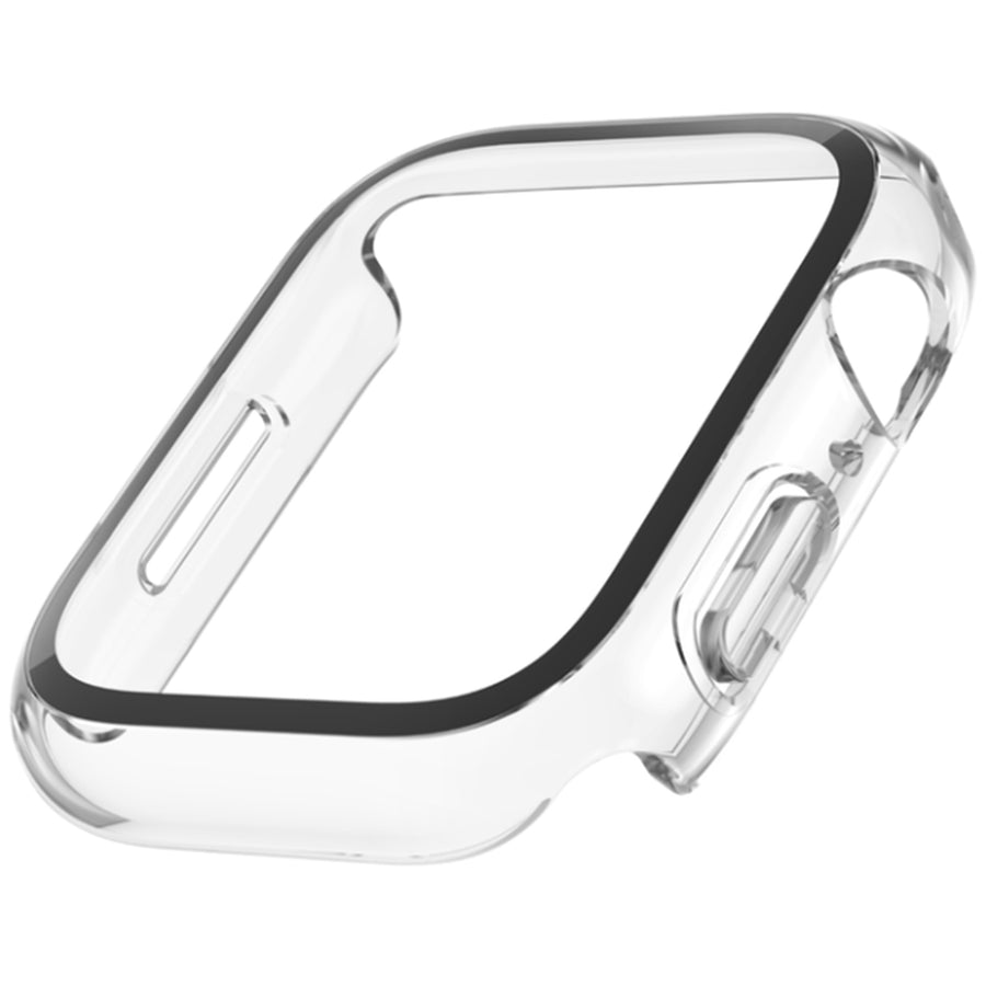 Belkin ScreenForce Apple Watch Series 7/8 44/45mm Displayschutzfolie aus gehärtetem Glas mit gebogenem Rand und transparentem Bumper-Case – Transparent