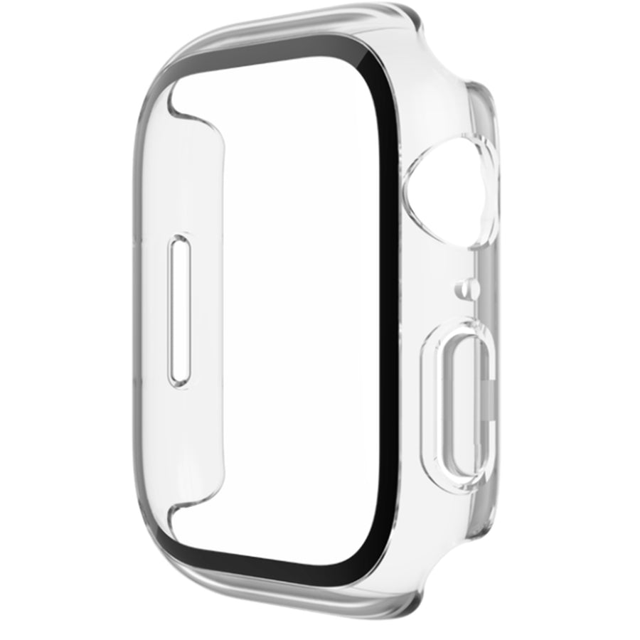 Belkin ScreenForce Apple Watch Series 7/8 44/45mm Displayschutzfolie aus gehärtetem Glas mit gebogenem Rand und transparentem Bumper-Case – Transparent