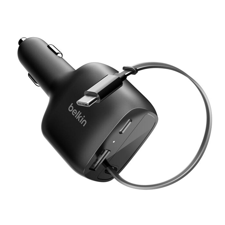 Belkin CCC001FQBK - BoostCharge Retractable Car Charger 75W