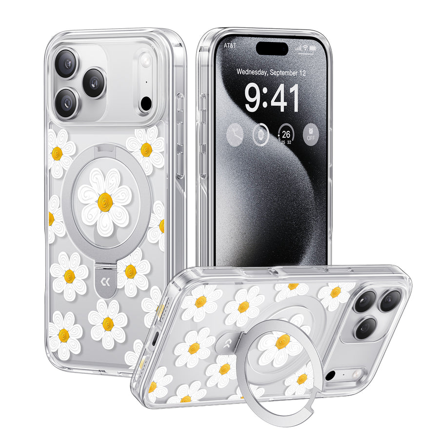 CASEKOO by TORRAS iPhone 17 Pro Max Magnetic Kickstand Case - Oil Painting Daisies