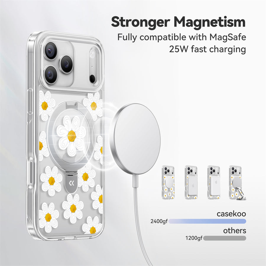CASEKOO by TORRAS iPhone 17 Pro Max Magnetic Kickstand Case - Oil Painting Daisies
