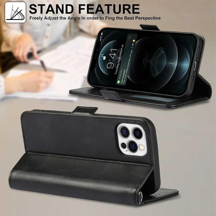 iPhone 14/13   Flip Wallet Case - Black
