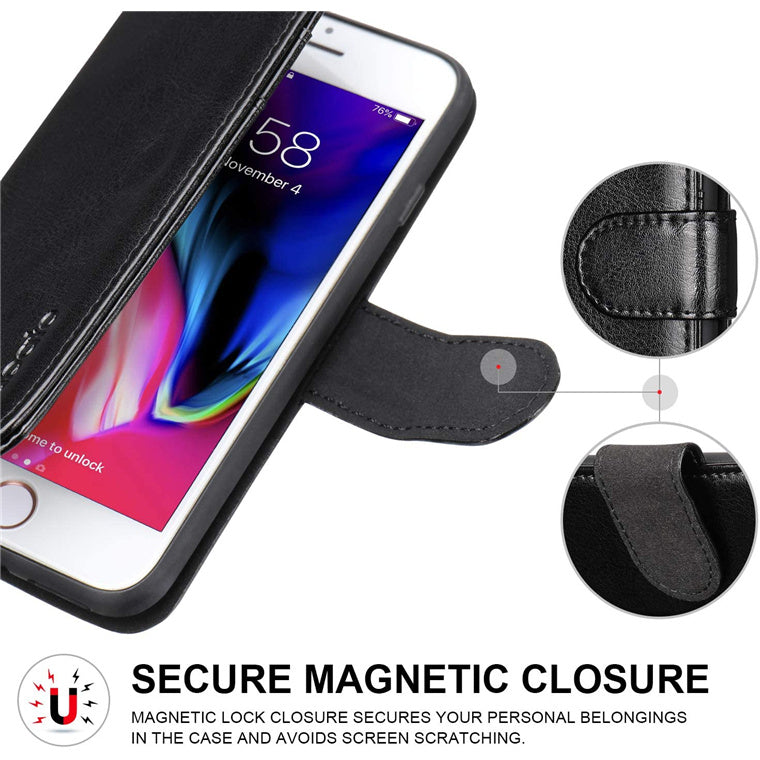 iPhone SE (3rd/2nd Gen)/8/7   Flip Wallet Case - Black