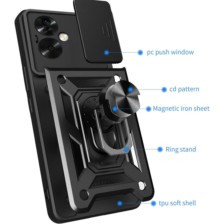 Oneplus Nord N30 SE   Rugged Kickstand Case - Black