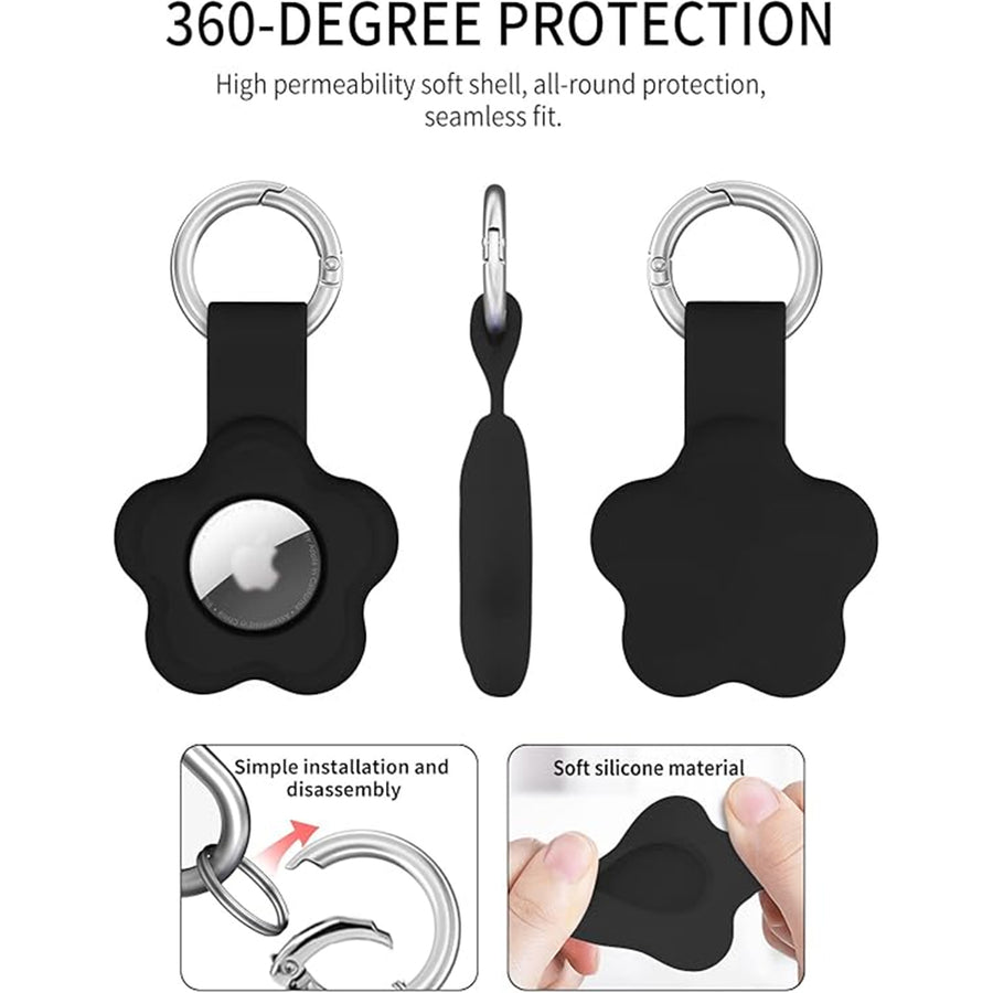 Silicone Flower Key Ring for Airtag (2nd Gen/1 Gen) - Pink