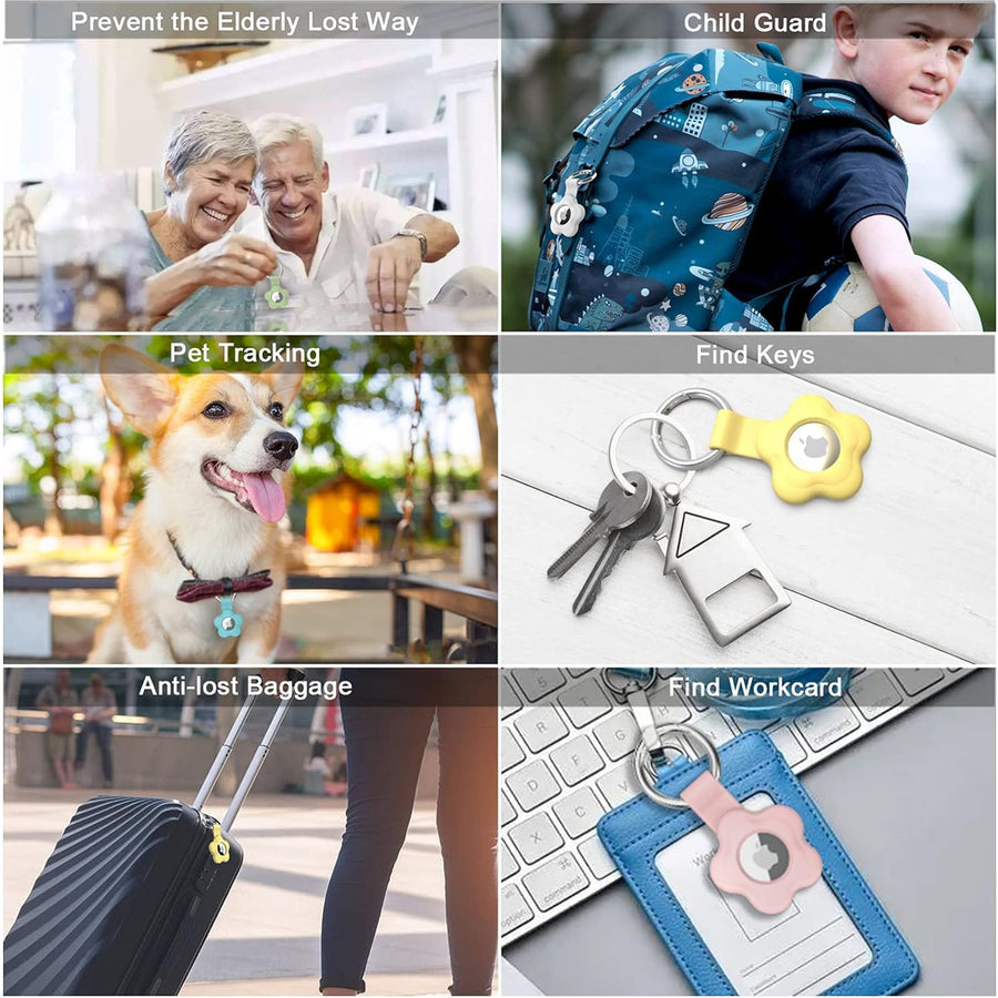 Silicone Flower Key Ring for Airtag (2nd Gen/1 Gen) - Purple