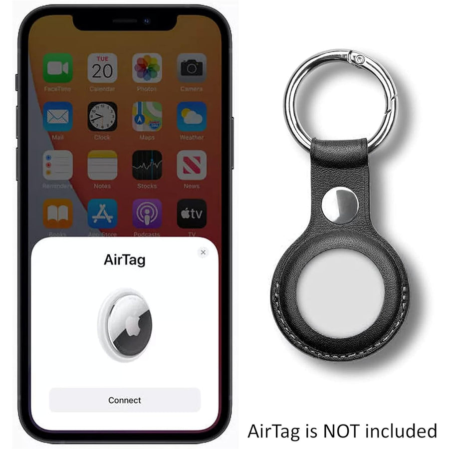 Leather Key Ring for Airtag (2nd Gen/1 Gen) - Black