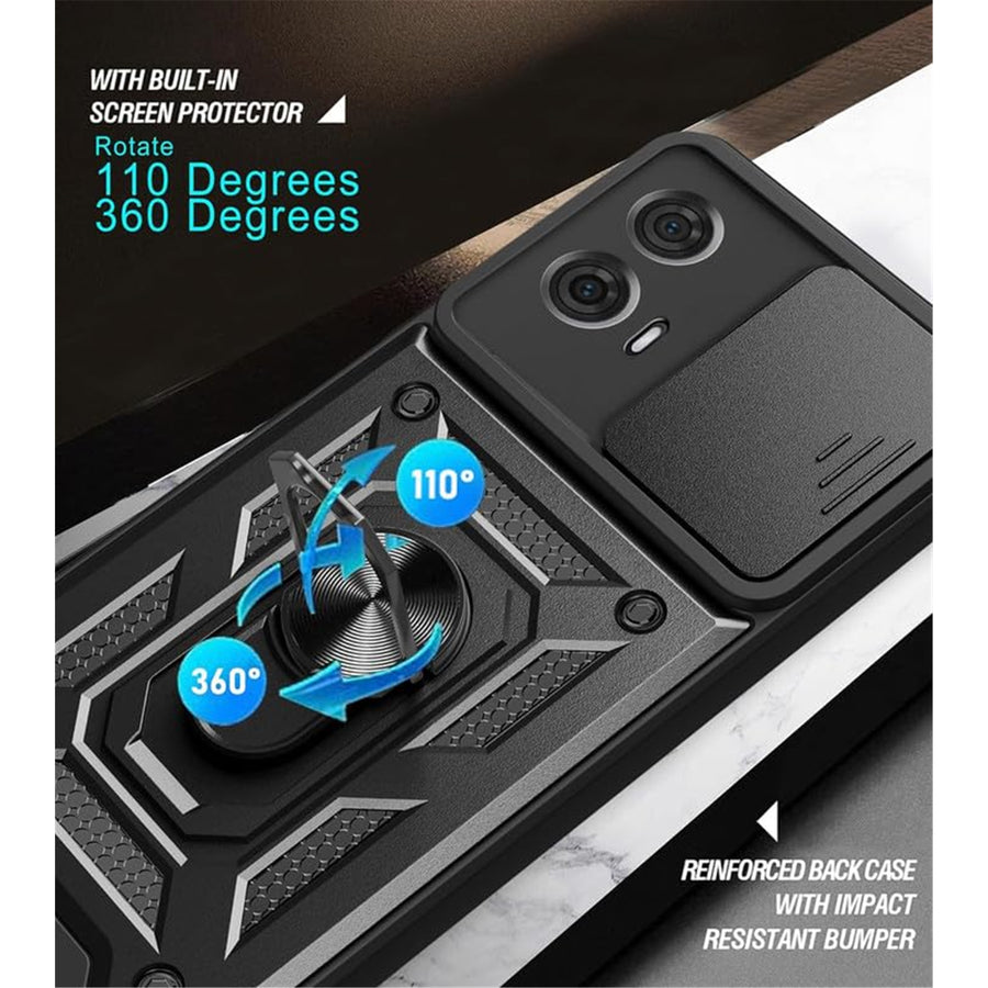 Motorola Moto G04 (2024) Rugged Kickstand Case   - Black