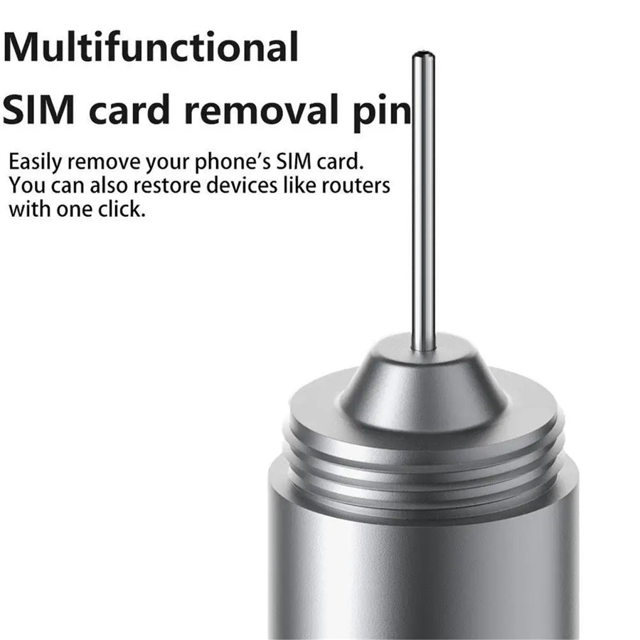 SIM Card Ejector Tool with Earphone Cleaning Pen - Silver - Includes keychain - Multi-functional Brush