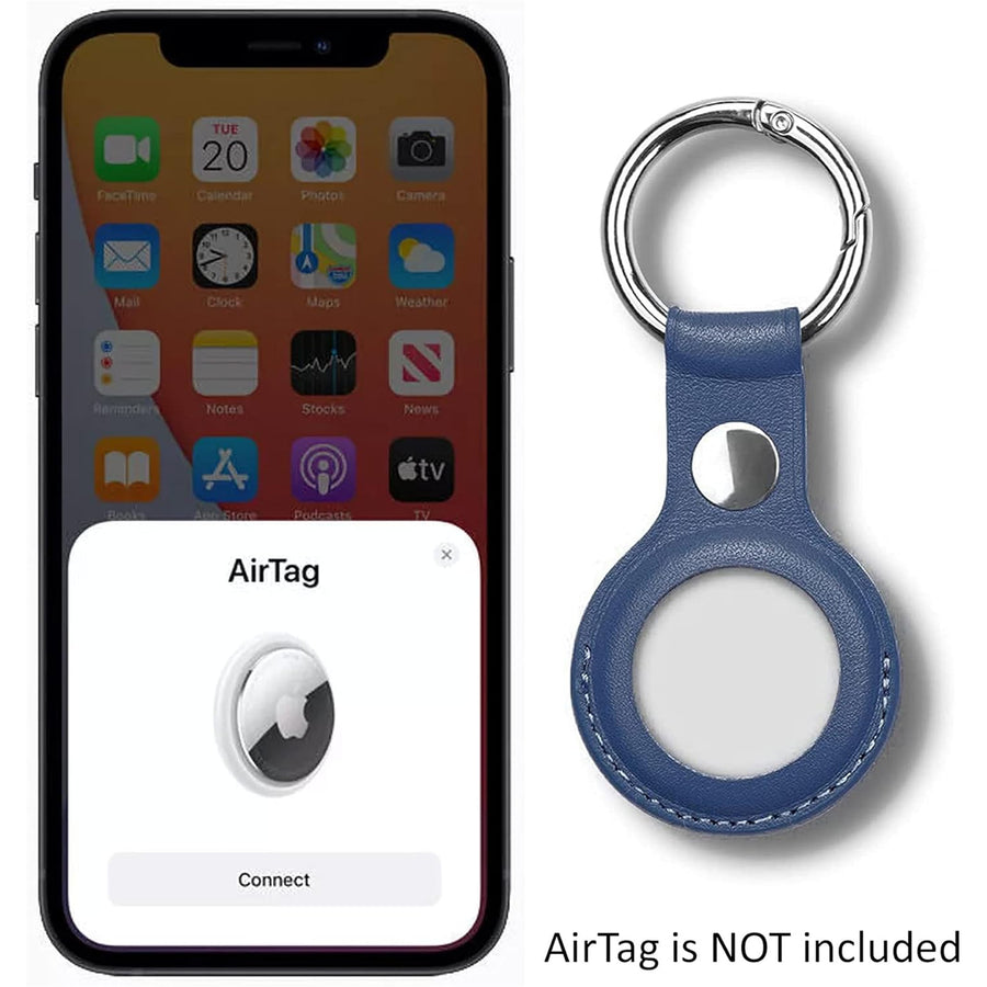 Leather Key Ring for Airtag (2nd Gen/1 Gen) - Navy Blue