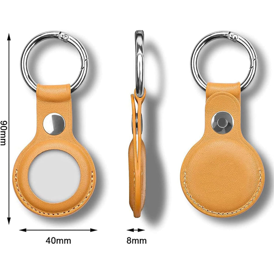 Leather Key Ring for Airtag (2nd Gen/1 Gen) - Yellow