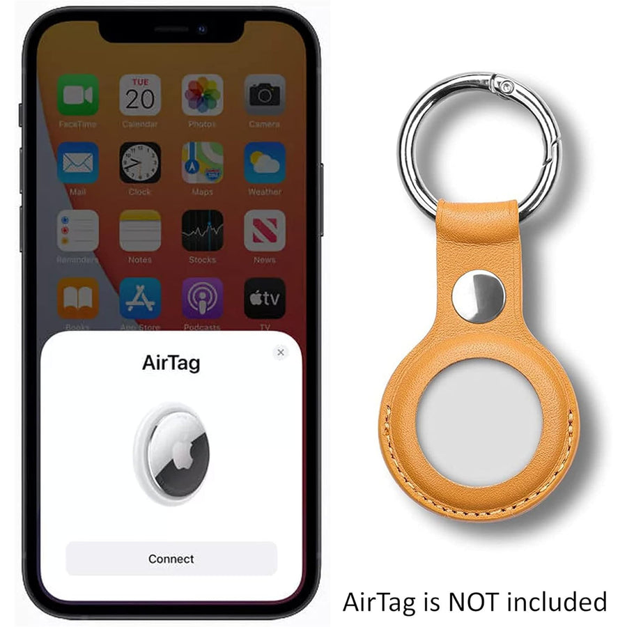 Leather Key Ring for Airtag (2nd Gen/1 Gen) - Yellow