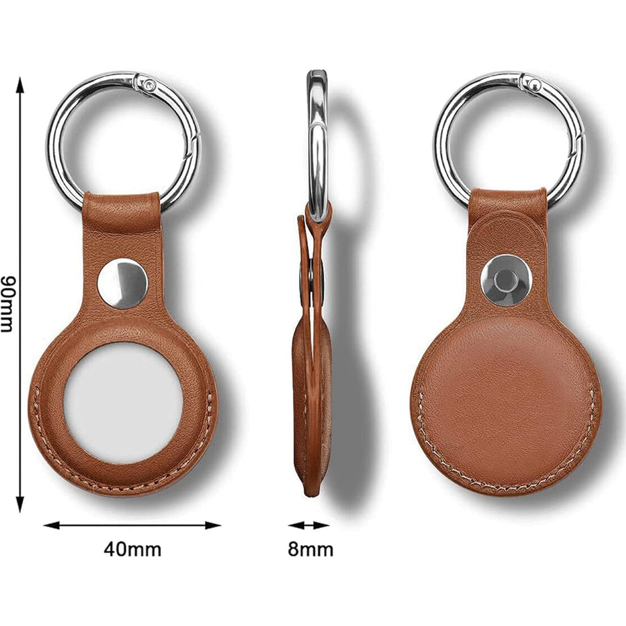 Leather Key Ring for Airtag (2nd Gen/1 Gen) - Brown