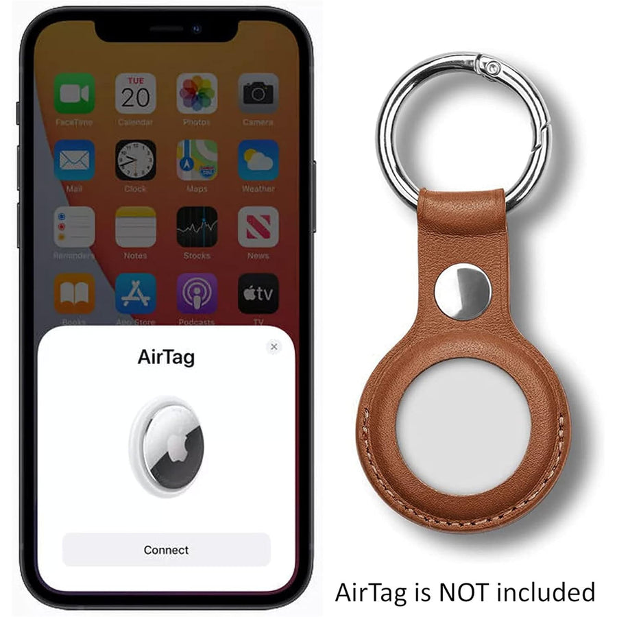 Leather Key Ring for Airtag (2nd Gen/1 Gen) - Brown