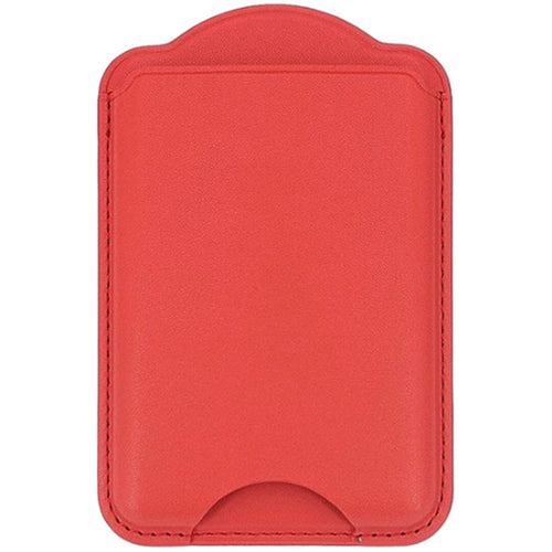 Magnetic PU Leather Wallet Card Holder - Red - Fit 2-3 cards - Compatible for Samsung Galaxy S26/S26+/S26Ultra/S25/S25+/S25Ultra/Fold7/Flip7 Magentic Case and iPhone 17/16/15/14/13/12 Series