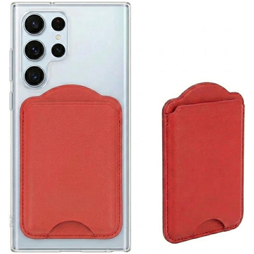 Magnetic PU Leather Wallet Card Holder - Red - Fit 2-3 cards - Compatible for Samsung Galaxy S26/S26+/S26Ultra/S25/S25+/S25Ultra/Fold7/Flip7 Magentic Case and iPhone 17/16/15/14/13/12 Series