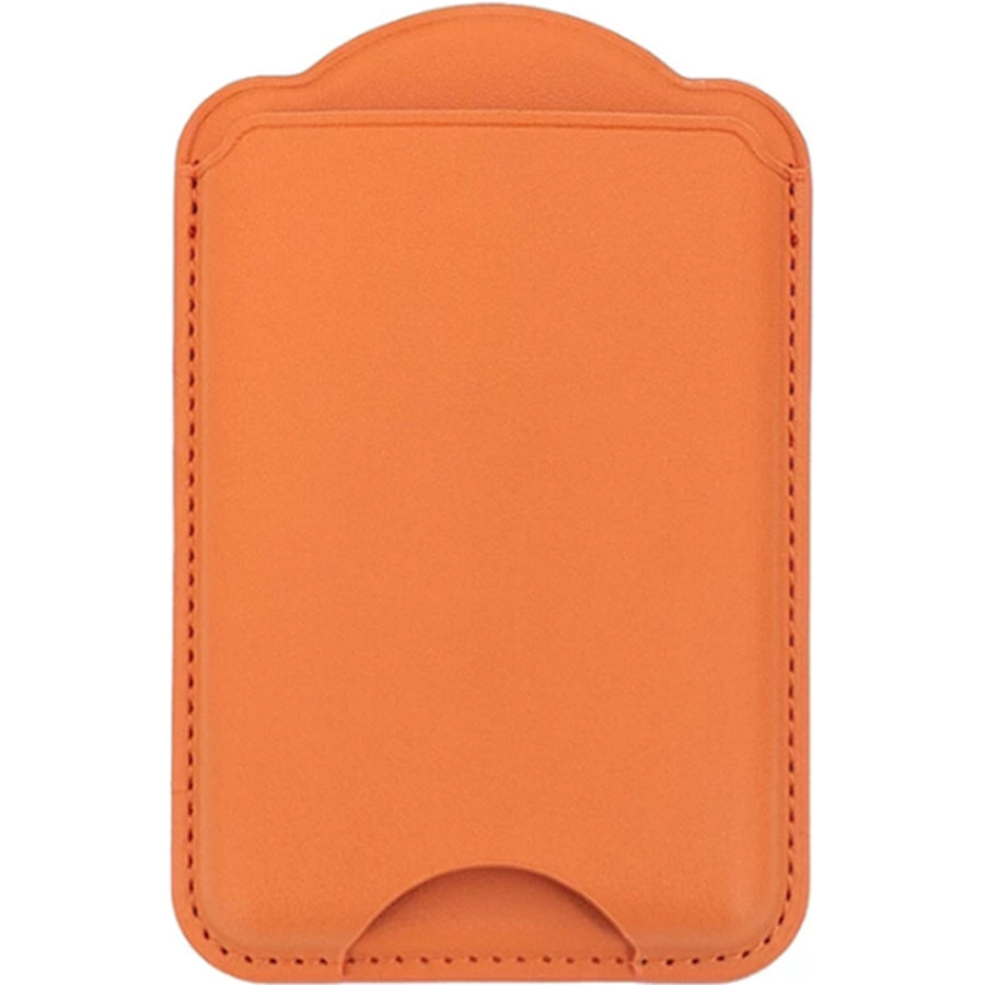 Magnetic PU Leather Wallet Card Holder - Orange - Fit 2-3 cards - Compatible for Samsung Galaxy S26/S26+/S26Ultra/S25/S25+/S25Ultra/Fold7/Flip7 Magentic Case and iPhone 17/16/15/14/13/12 Series