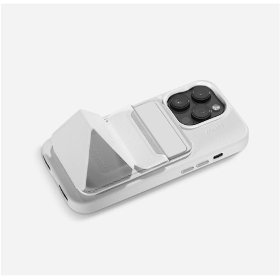 MOFT Snap-On iPhone Stand & Wallet - Misty Cove - Slim Magnetic / MagSafe Compatible Card Holder with Adjustable Multi-Angle Phone Stand, MOVAS Vegan Leather, Foldable Design
