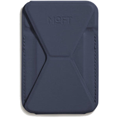 MOFT Snap-On iPhone Stand & Wallet - Navy Blue - Slim Magnetic / MagSafe Compatible Card Holder with Adjustable Multi-Angle Phone Stand, MOVAS Vegan Leather, Foldable Design
