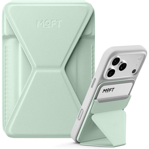 MOFT MS007MP-1-MO-PPMT MOFT Snap-On iPhone Stand & Wallet - Peppermint - Slim Magnetic / MagSafe Compatible Card Holder with Adjustable Multi-Angle Phone Stand, MOVAS Vegan Leather, Foldable Design