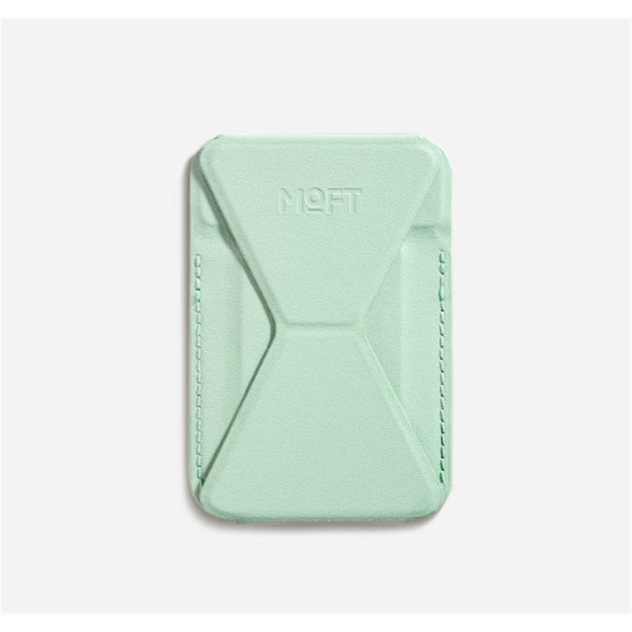 MOFT Snap-On iPhone Stand & Wallet - Peppermint - Slim Magnetic / MagSafe Compatible Card Holder with Adjustable Multi-Angle Phone Stand, MOVAS Vegan Leather, Foldable Design