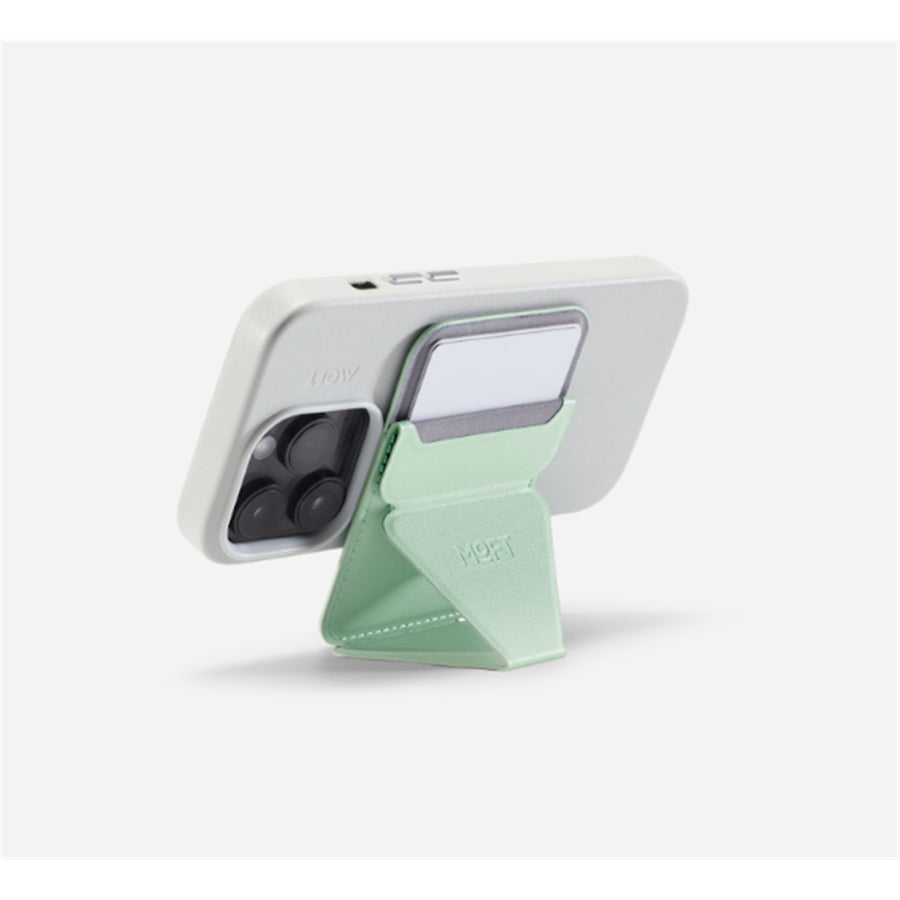 MOFT Snap-On iPhone Stand & Wallet - Peppermint - Slim Magnetic / MagSafe Compatible Card Holder with Adjustable Multi-Angle Phone Stand, MOVAS Vegan Leather, Foldable Design